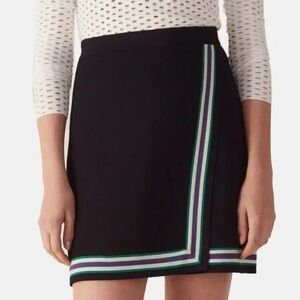 Sandro Paris Black Elodie Striped Crossover A-Line
Skirt Noir size 1